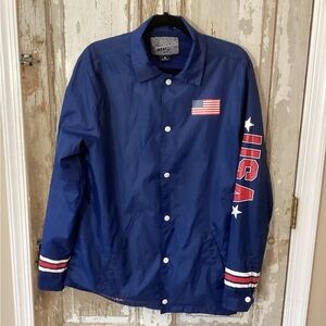 Brooklyn Cloth Navy Blue USA Flag Windbreaker - size M